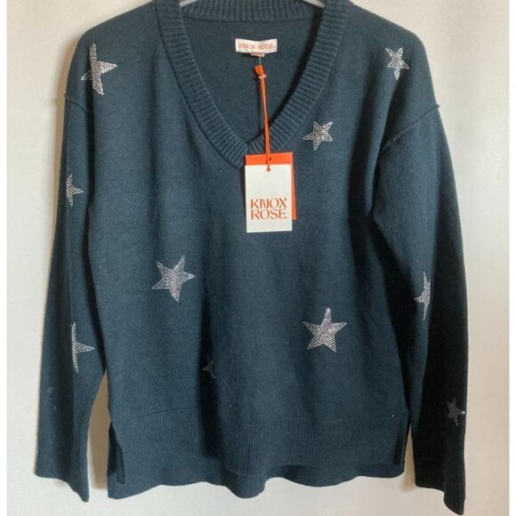 Knox Rose Sweaters - Knox Rose Women's V-Neck Pullover Sweater Navy Blue Small